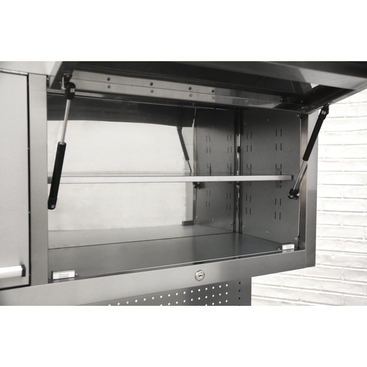 Mobile Stainless Steel Tool Cabinet 10 Drawer with Backboard & 2 Wall Cupboards AP5520SS