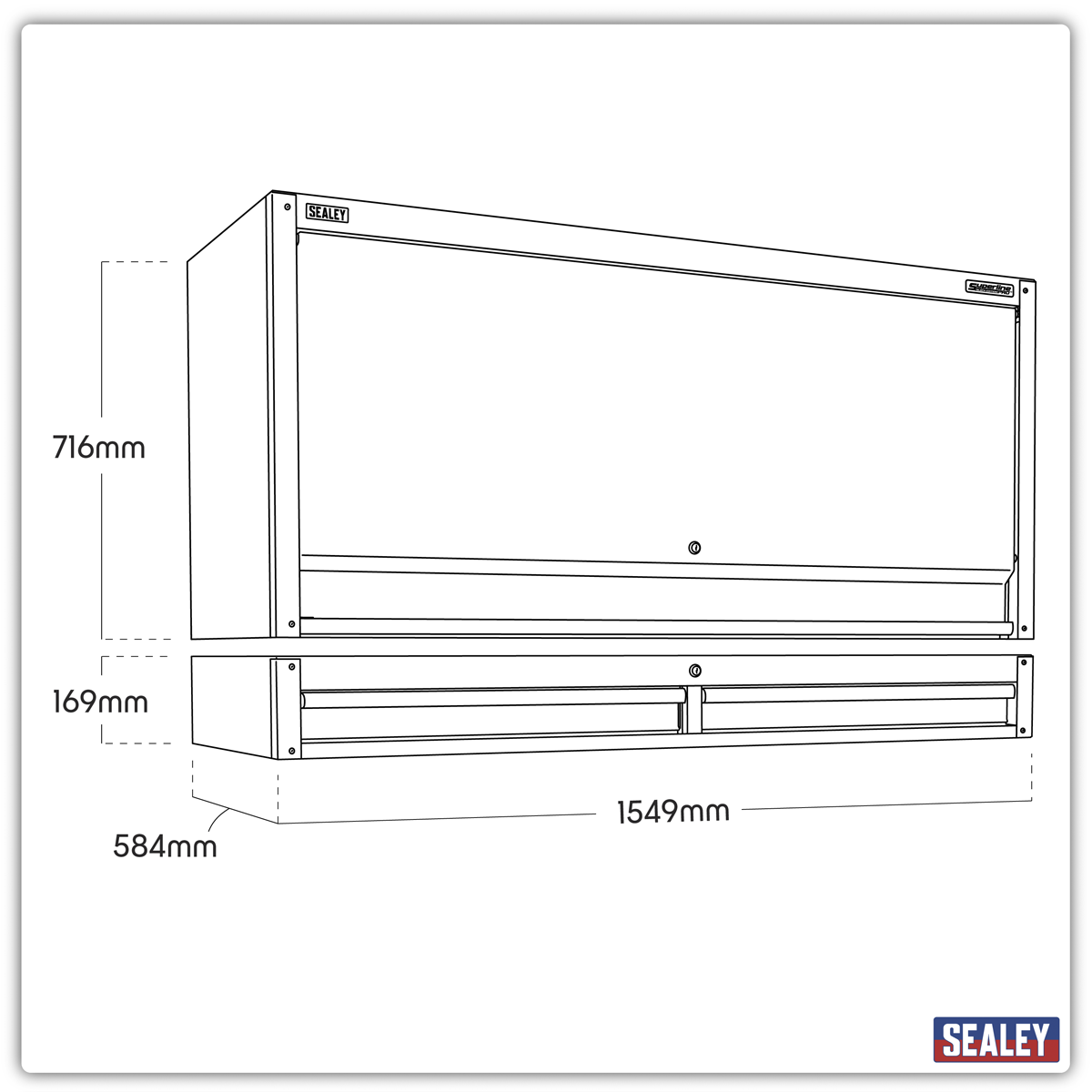 Top Hutch & 2 Drawer Riser 1549mm AP6103BE