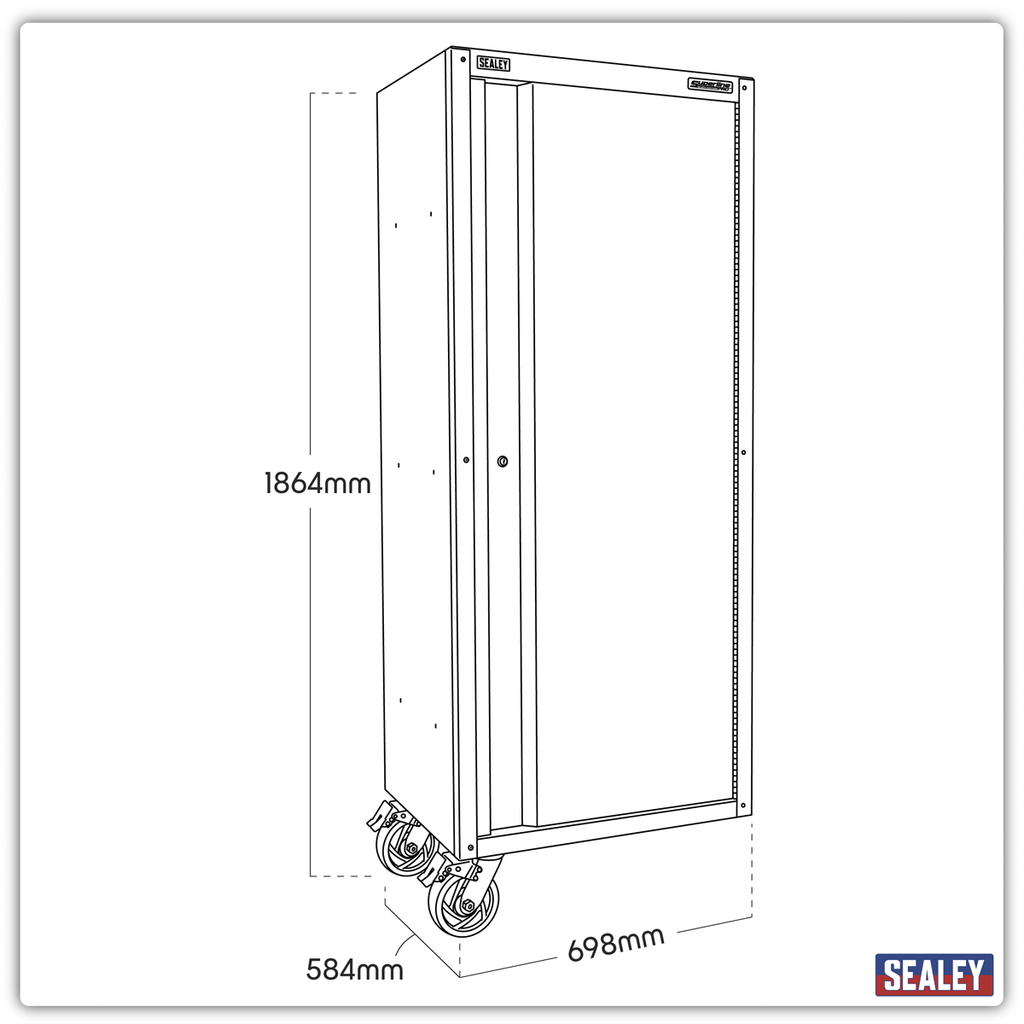 Side Locker with Castors 1864mm AP6104BE