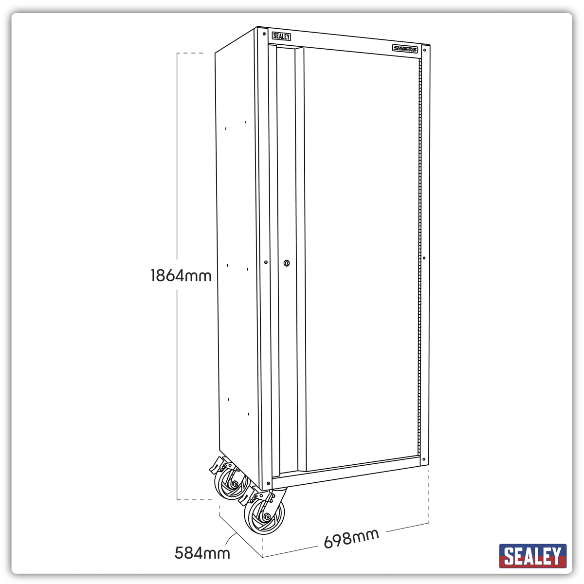 Side Locker with Castors 1864mm AP6104BE
