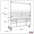 Mobile Trolley with Wooden Worktop, Hutch & 2 Drawer Riser 15 Drawer 1549mm AP6115BECOMBO1