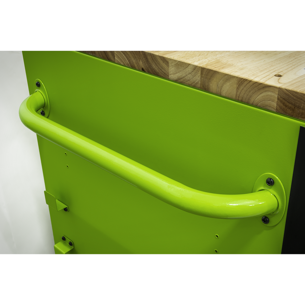 Mobile Trolley with Wooden Worktop, Hutch & 2 Drawer Riser 15 Drawer 1549mm AP6115BECOMBO1