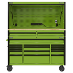 Mobile Trolley with Wooden Worktop, Hutch & 2 Drawer Riser 15 Drawer 1549mm AP6115BECOMBO1