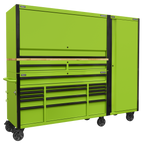 Mobile Trolley with Wooden Worktop, Hutch, 2 Drawer Riser & Side Locker 15 Drawer 1549mm AP6115BECOMBO2