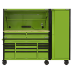 Mobile Trolley with Wooden Worktop, Hutch, 2 Drawer Riser & Side Locker 15 Drawer 1549mm AP6115BECOMBO2