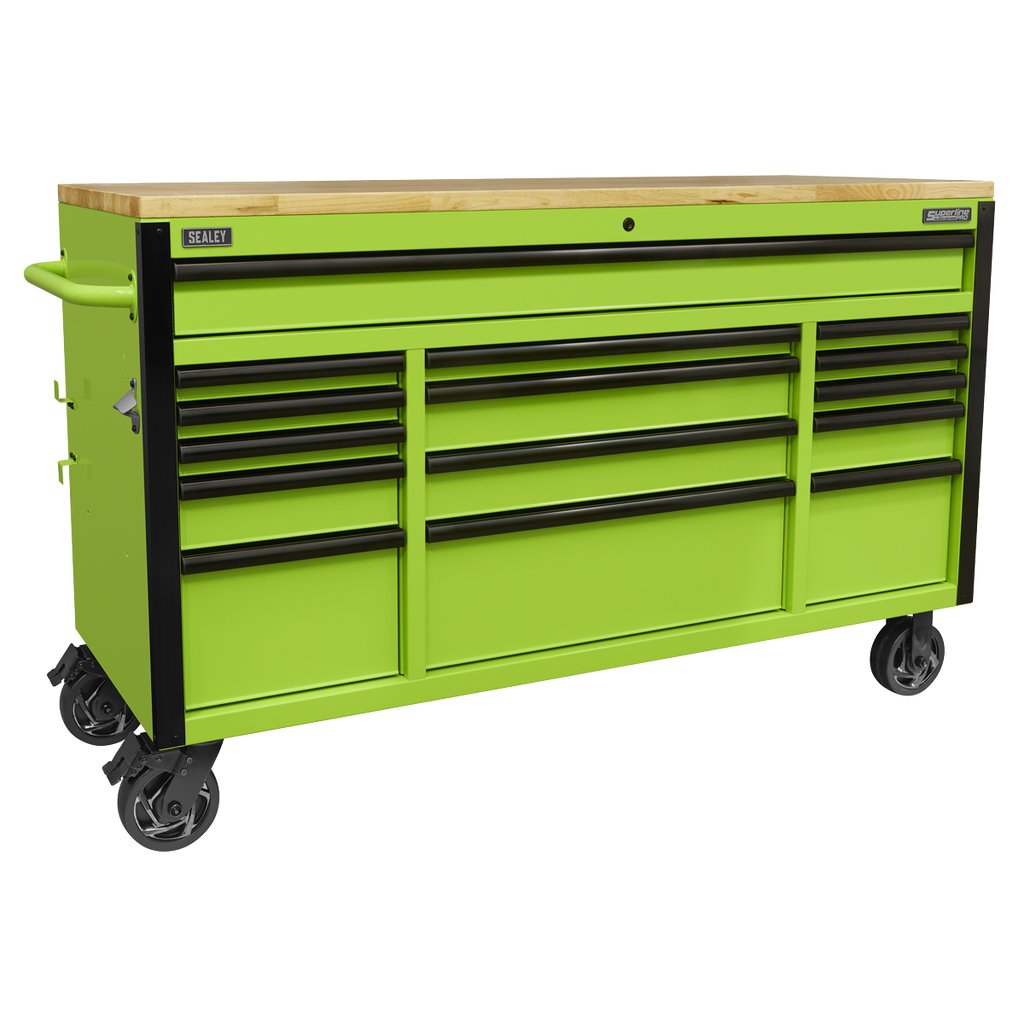 Mobile Trolley with Wooden Worktop 15 Drawer 1549mm AP6115BE