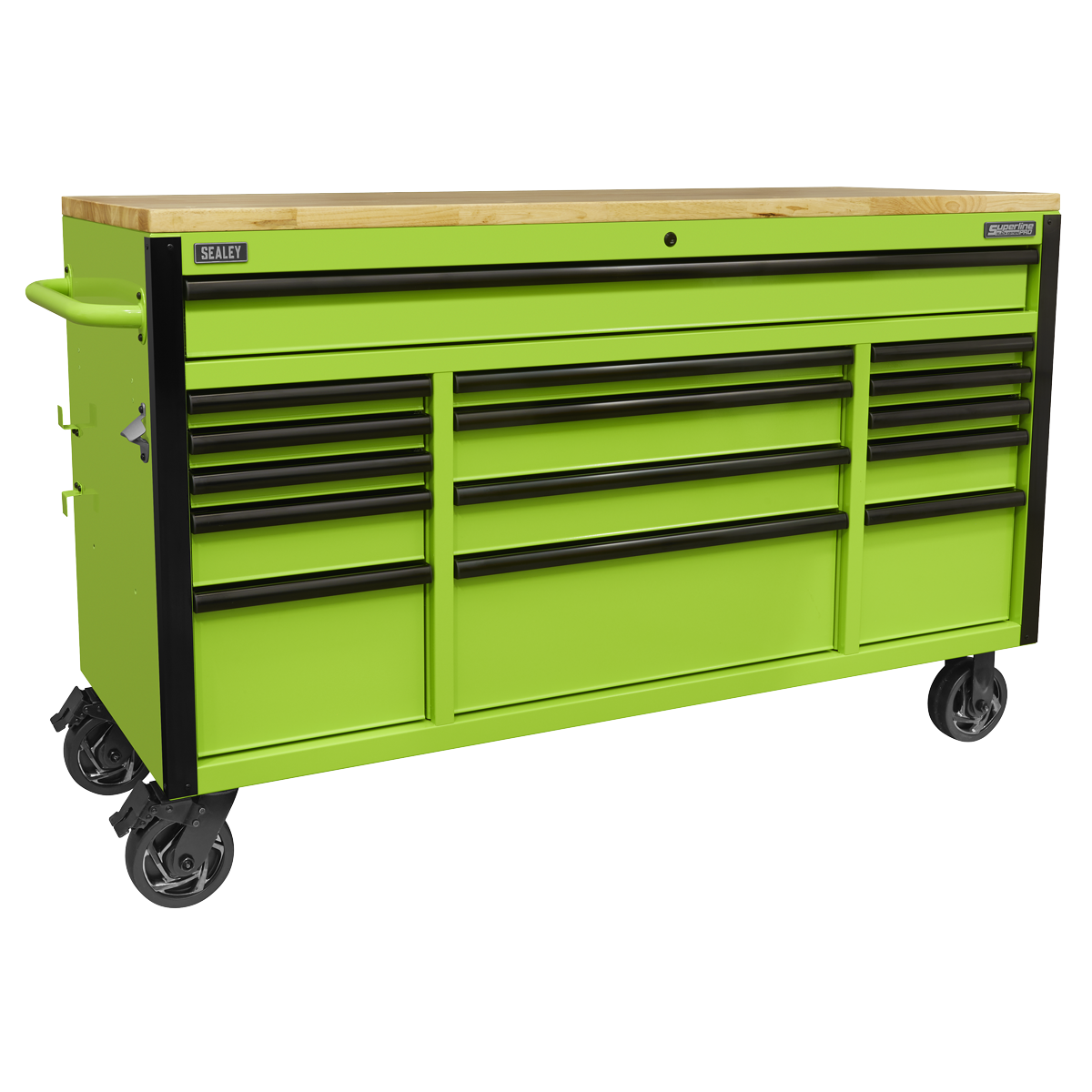 Mobile Trolley with Wooden Worktop 15 Drawer 1549mm AP6115BE