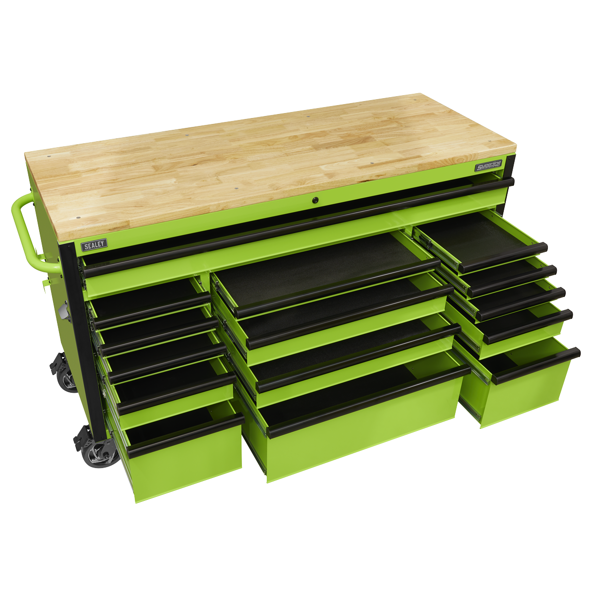 Mobile Trolley with Wooden Worktop 15 Drawer 1549mm AP6115BE