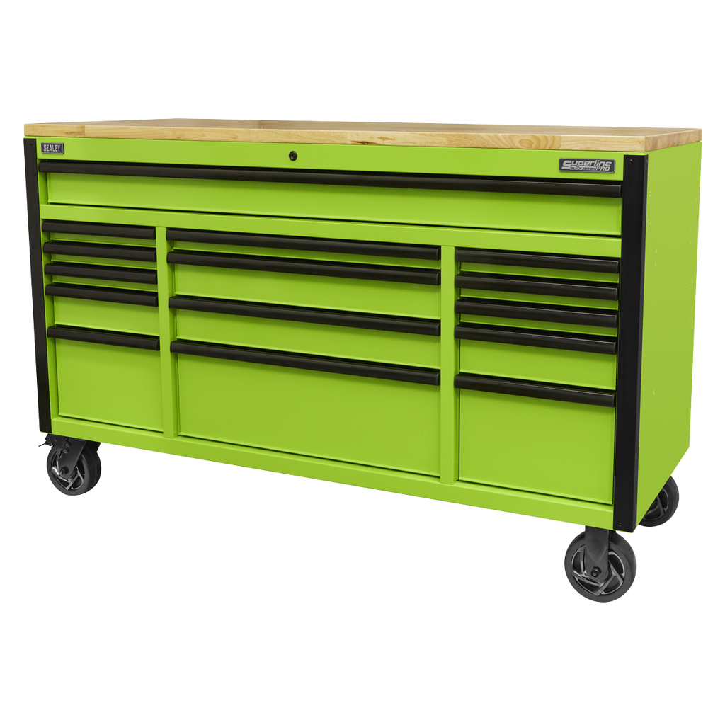 Mobile Trolley with Wooden Worktop 15 Drawer 1549mm AP6115BE