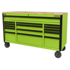 Mobile Trolley with Wooden Worktop 15 Drawer 1549mm AP6115BE