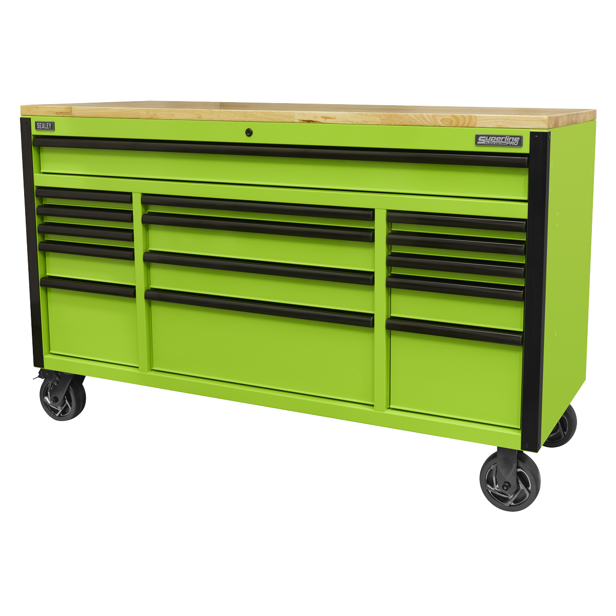 Mobile Trolley with Wooden Worktop 15 Drawer 1549mm AP6115BE