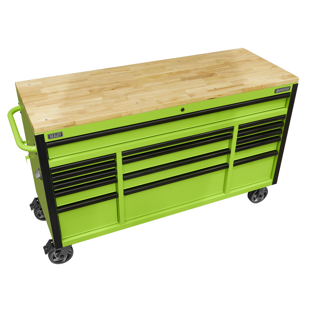 Mobile Trolley with Wooden Worktop 15 Drawer 1549mm AP6115BE