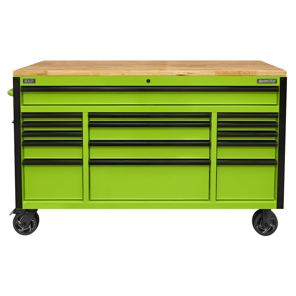Mobile Trolley with Wooden Worktop 15 Drawer 1549mm AP6115BE
