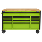 Mobile Trolley with Wooden Worktop 15 Drawer 1549mm AP6115BE
