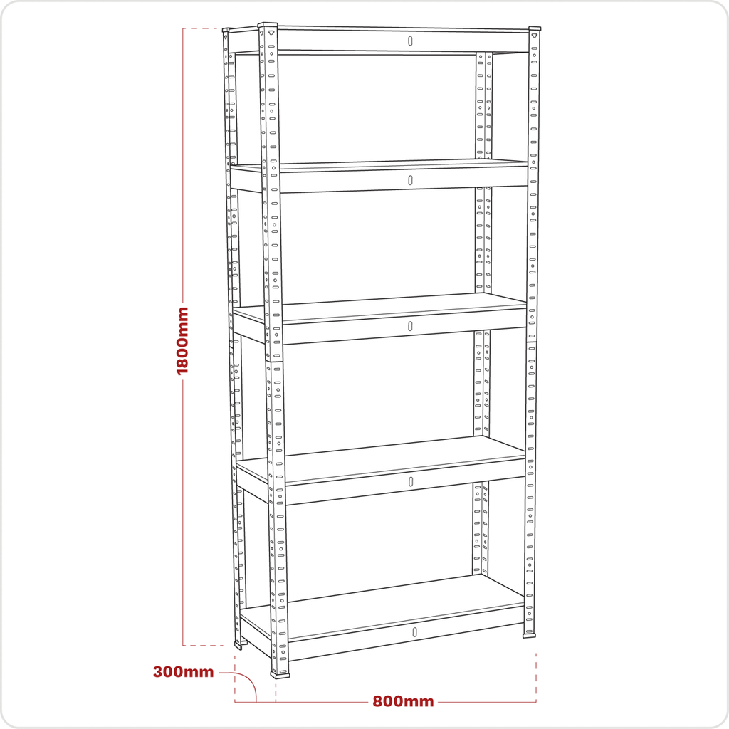 Racking Unit with 5 Shelves 150kg Capacity Per Level AP6150GS