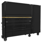 Mobile Trolley with Wooden Worktop 15 Drawer, Hutch, 2 Drawer Riser & Side Locker 1549mm AP6215BECOMBO2
