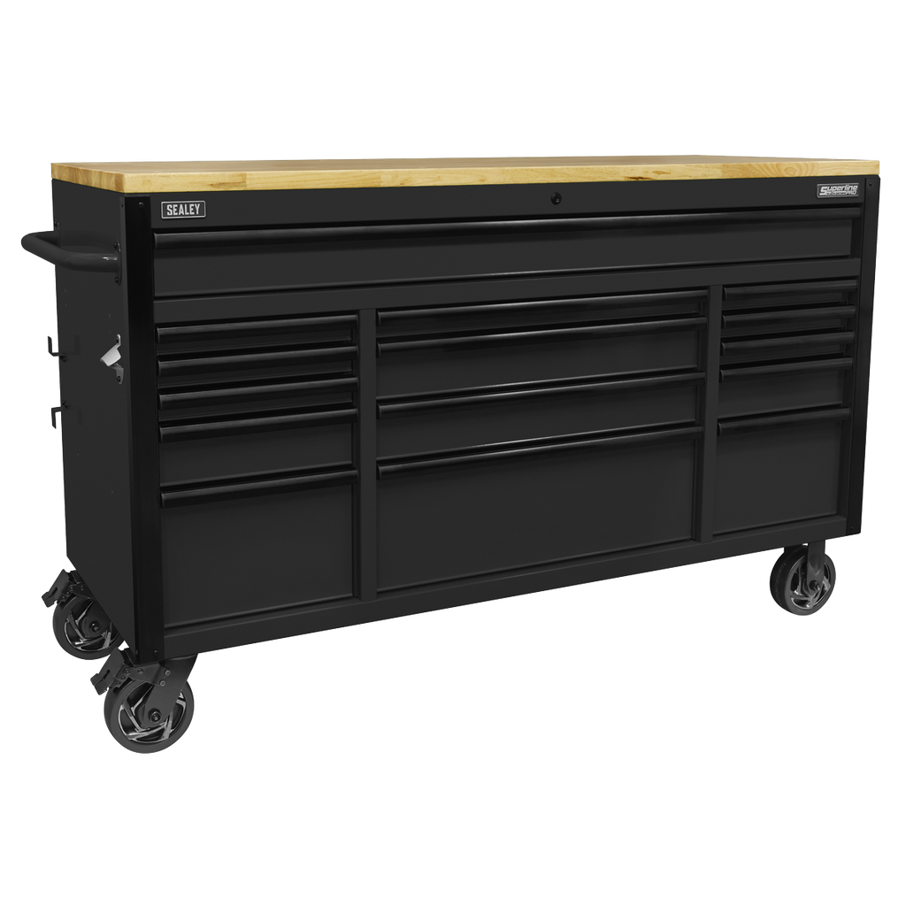Mobile Trolley with Wooden Worktop 15 Drawer 1549mm AP6215BE