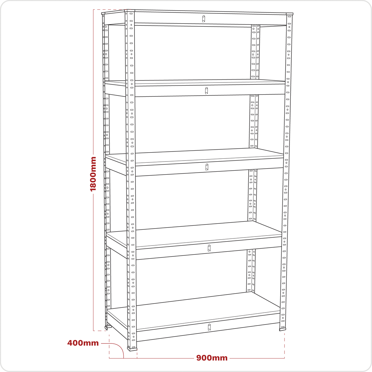 Racking Unit with 5 Shelves 350kg Capacity Per Level AP6350GS