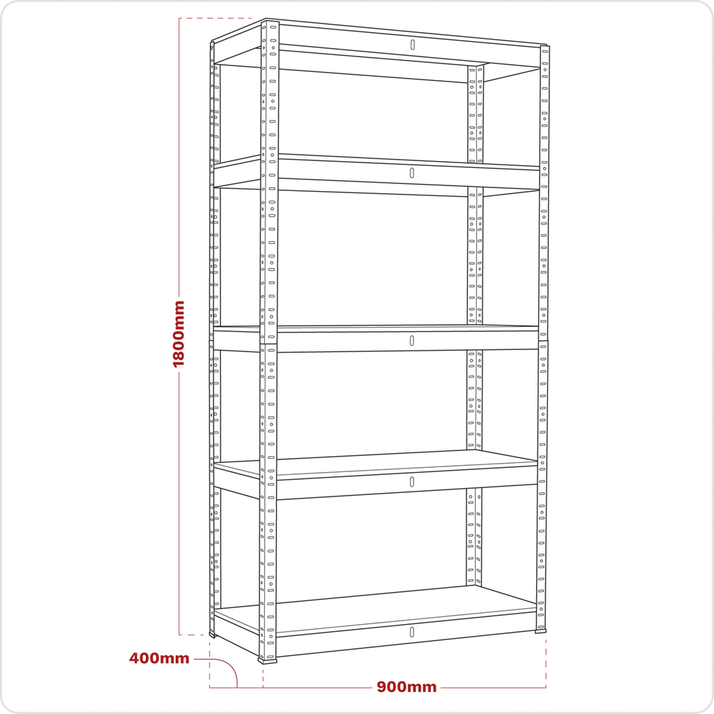 Racking Unit with 5 Shelves 350kg Capacity Per Level AP6350