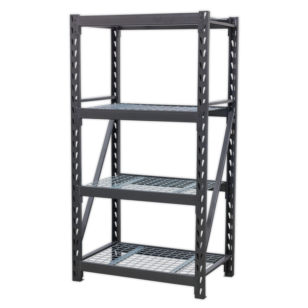 Heavy-Duty Racking Unit with 4 Mesh Shelves 640kg Capacity Per Level AP6372