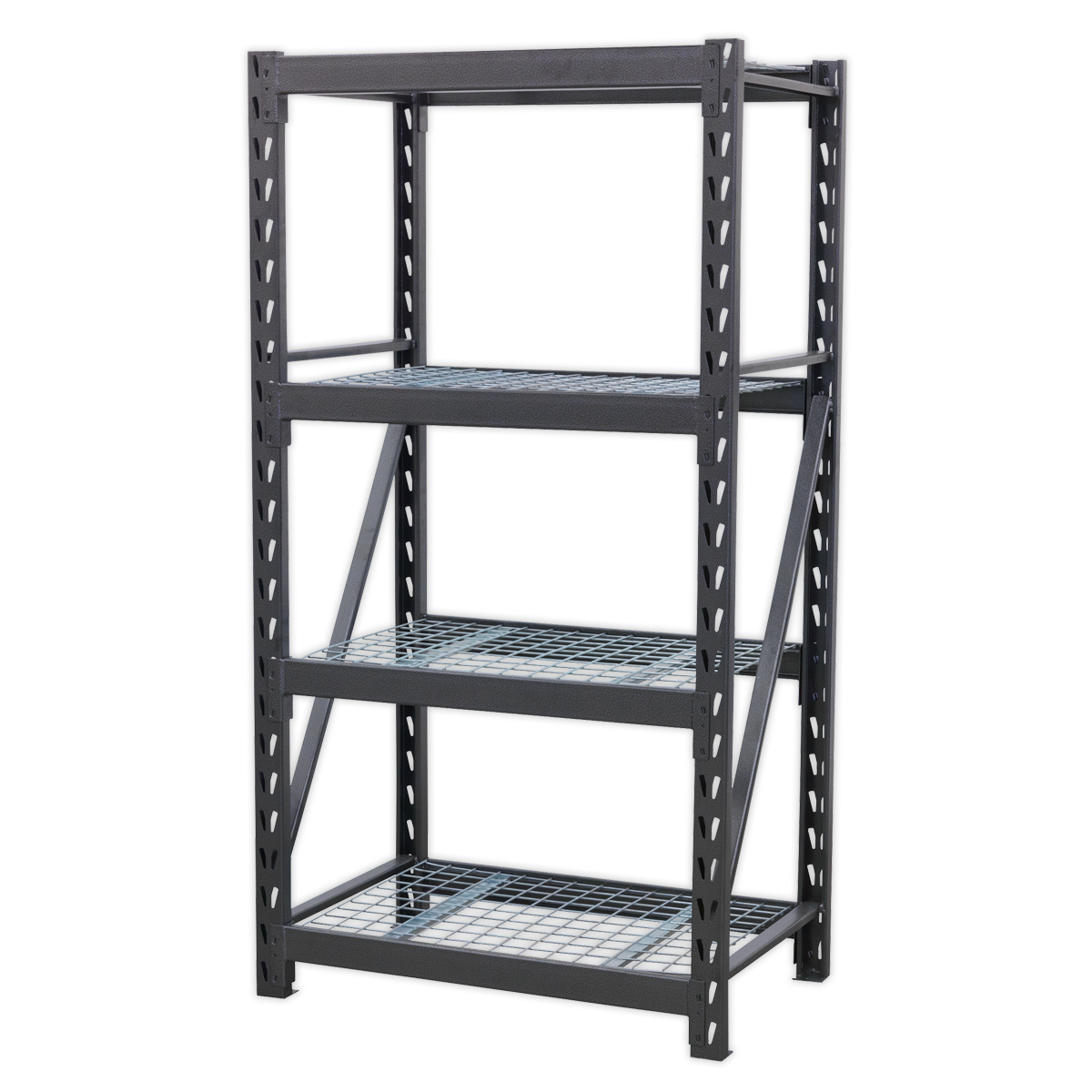 Heavy-Duty Racking Unit with 4 Mesh Shelves 640kg Capacity Per Level AP6372