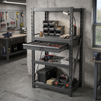 Heavy-Duty Racking Unit with 4 Mesh Shelves & Single Drawer 640kg Capacity Per Level AP6372COMBO1