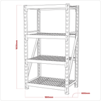 Heavy-Duty Racking Unit with 4 Mesh Shelves 640kg Capacity Per Level AP6372