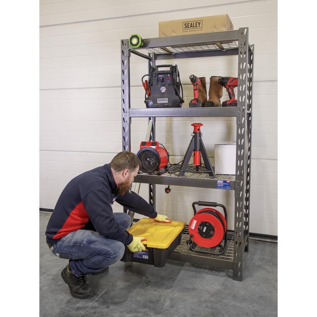 Heavy-Duty Racking Unit with 4 Mesh Shelves 640kg Capacity Per Level AP6372