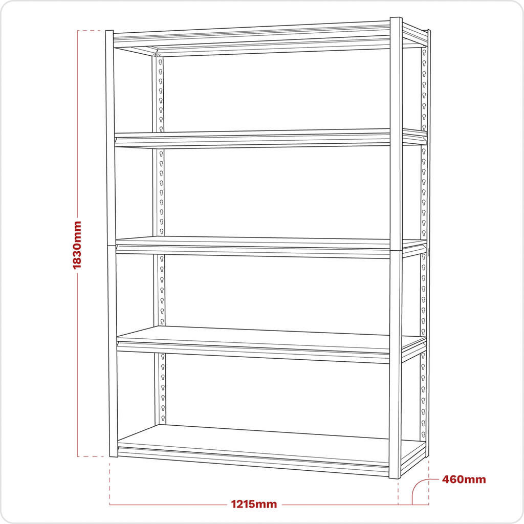 Racking Unit with 5 Shelves 600kg Capacity Per Level AP6548