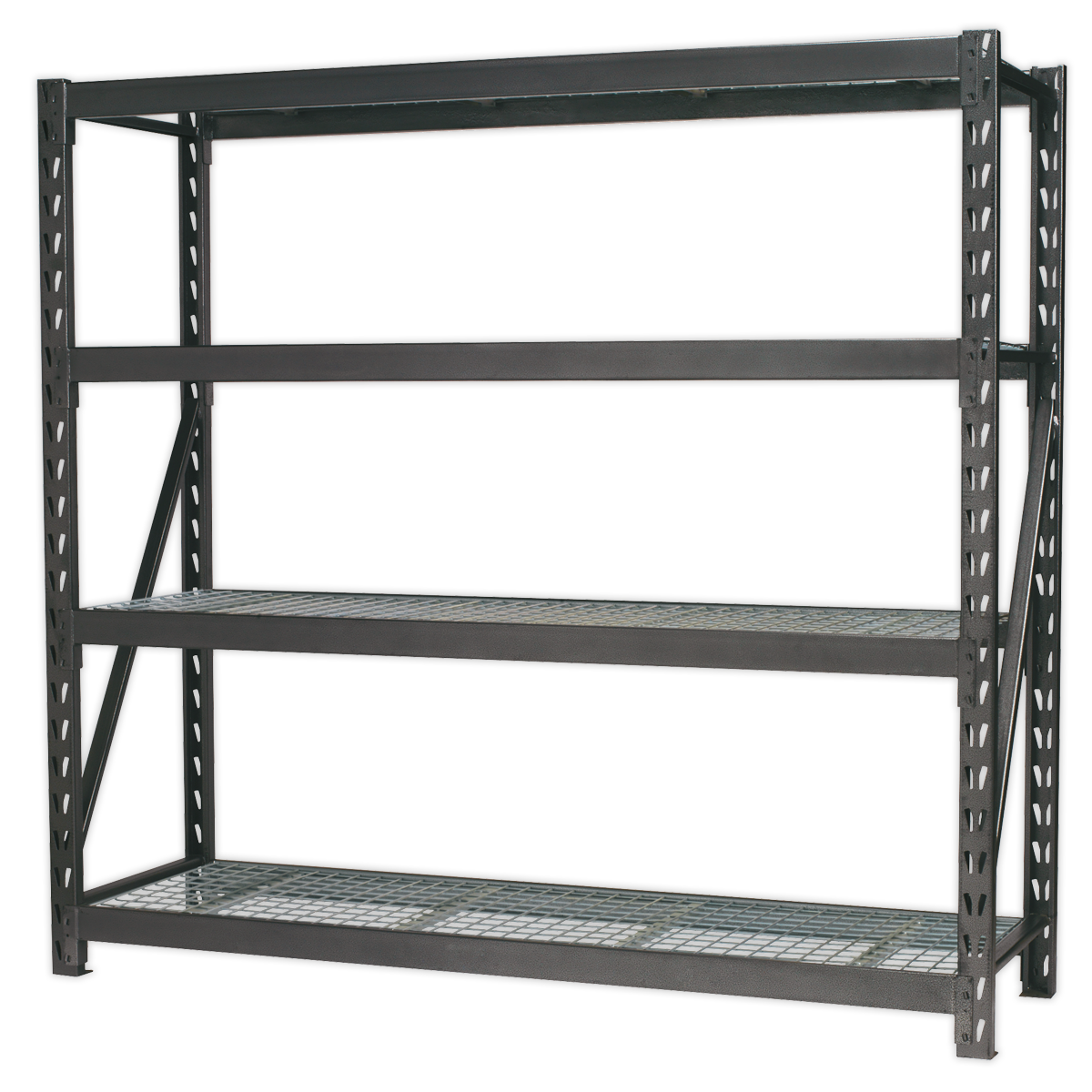 Heavy-Duty Racking Unit with 4 Mesh Shelves 640kg Capacity Per Level AP6572