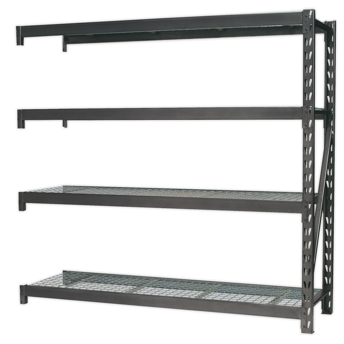 Heavy-Duty Racking Extension Pack with 4 Mesh Shelves 640kg Capacity Per Level AP6572E