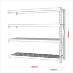 Heavy-Duty Racking Extension Pack with 4 Mesh Shelves 640kg Capacity Per Level AP6572E