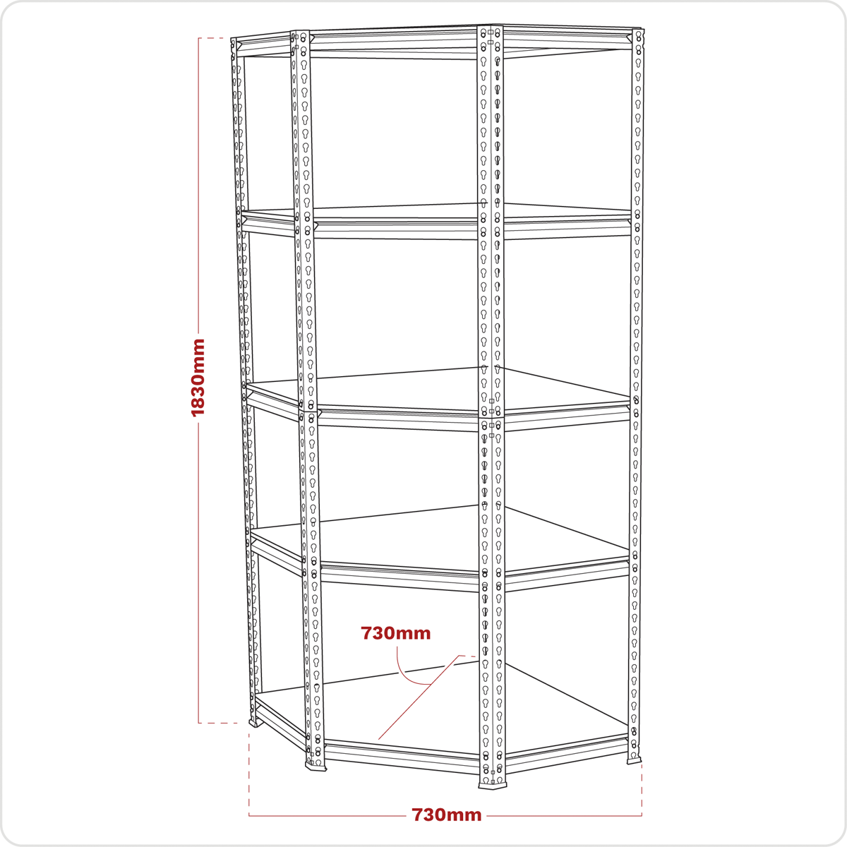 5-Level Corner Racking Unit 150kg Capacity Per Level AP7150C