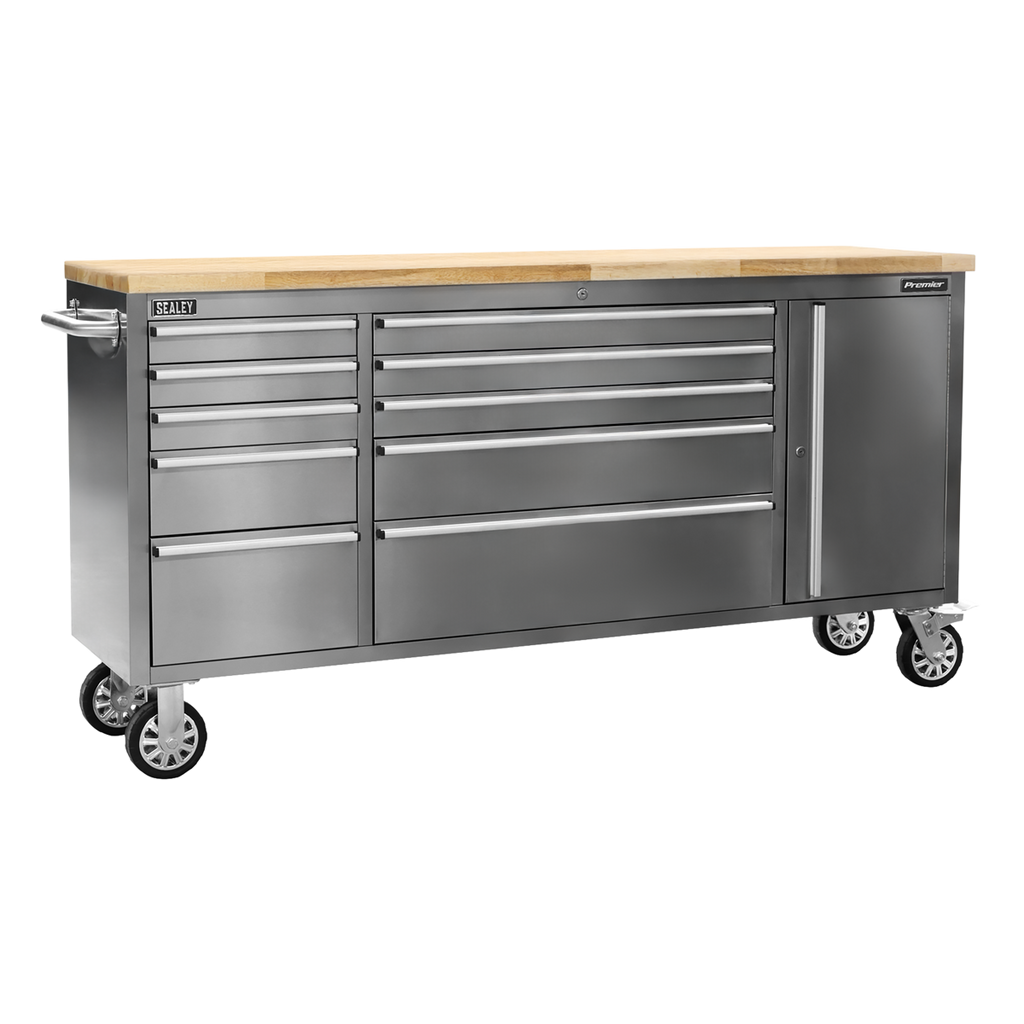 Mobile Stainless Steel Tool Cabinet & Cupboard 10 Drawer AP7210SS