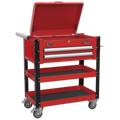 Heavy-Duty Mobile Tool & Parts Trolley with Lockable Top & 2 Drawers - Red AP760M