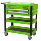 Heavy-Duty Mobile Tool & Parts Trolley with Lockable Top & 2 Drawers - Green AP760MHV