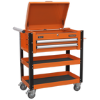 Superline PRO® Heavy-Duty Mobile Tool & Parts Trolley with Lockable Top & 2 Drawers - Orange AP760MO