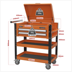 Superline PRO® Heavy-Duty Mobile Tool & Parts Trolley with Lockable Top & 2 Drawers - Orange AP760MO