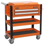 Superline PRO® Heavy-Duty Mobile Tool & Parts Trolley with Lockable Top & 2 Drawers - Orange AP760MO