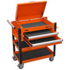 Superline PRO® Heavy-Duty Mobile Tool & Parts Trolley with Lockable Top & 2 Drawers - Orange AP760MO