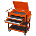 Superline PRO® Heavy-Duty Mobile Tool & Parts Trolley with Lockable Top & 2 Drawers - Orange AP760MO