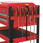 Heavy-Duty Mobile Tool & Parts Trolley with Lockable Top & 2 Drawers - Red AP760M