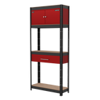 Shelving Unit 4-Tier with Cupboard & Drawer 150kg Capacity Per Level AP830R