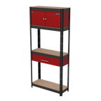Shelving Unit 4-Tier with Cupboard & Drawer 150kg Capacity Per Level AP830R