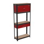 Shelving Unit 4-Tier with Cupboard & Drawer 150kg Capacity Per Level AP830R