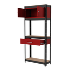 Shelving Unit 4-Tier with Cupboard & Drawer 150kg Capacity Per Level AP830R