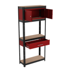 Shelving Unit 4-Tier with Cupboard & Drawer 150kg Capacity Per Level AP830R