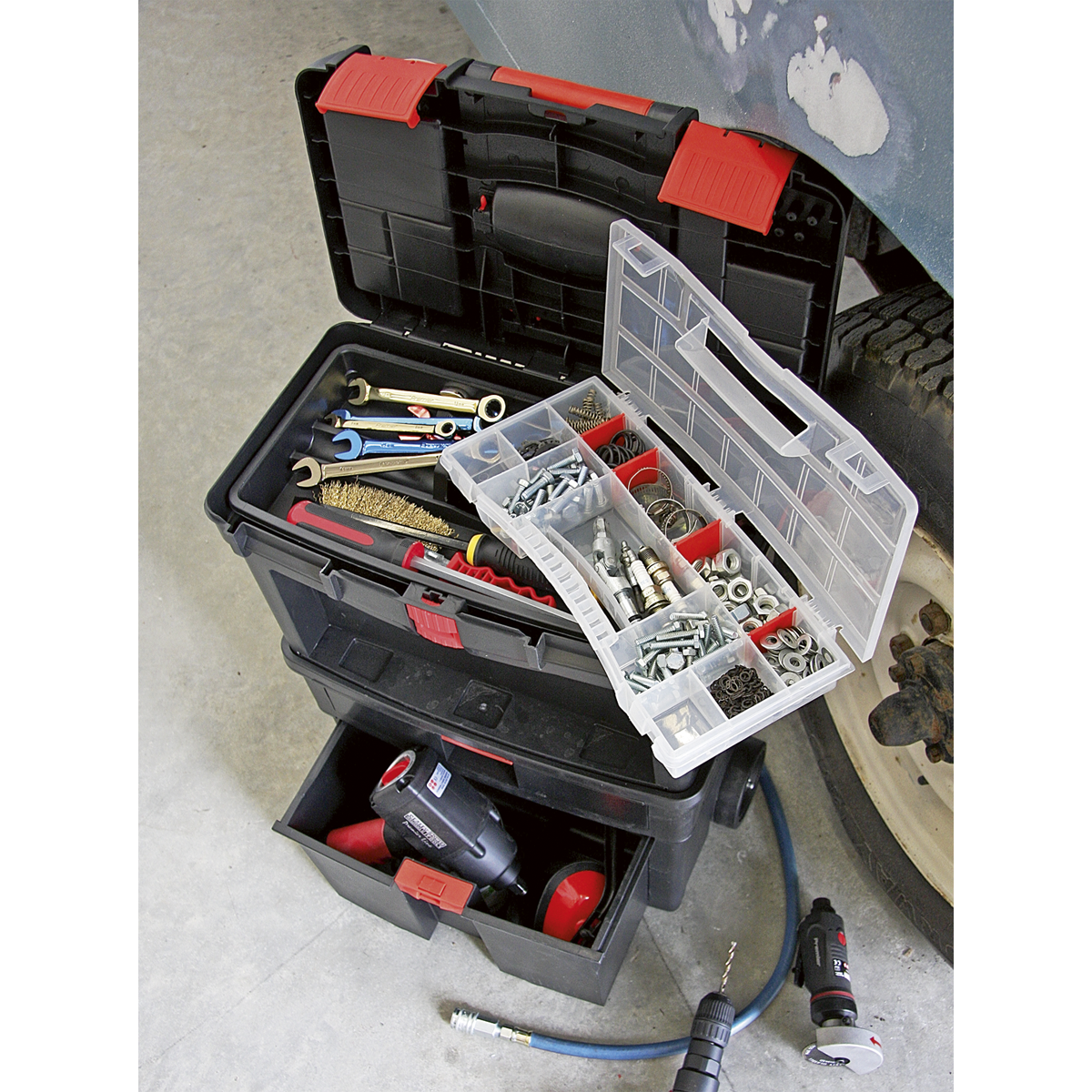 Mobile Toolbox with Tote Tray & Removable Assortment Box AP850