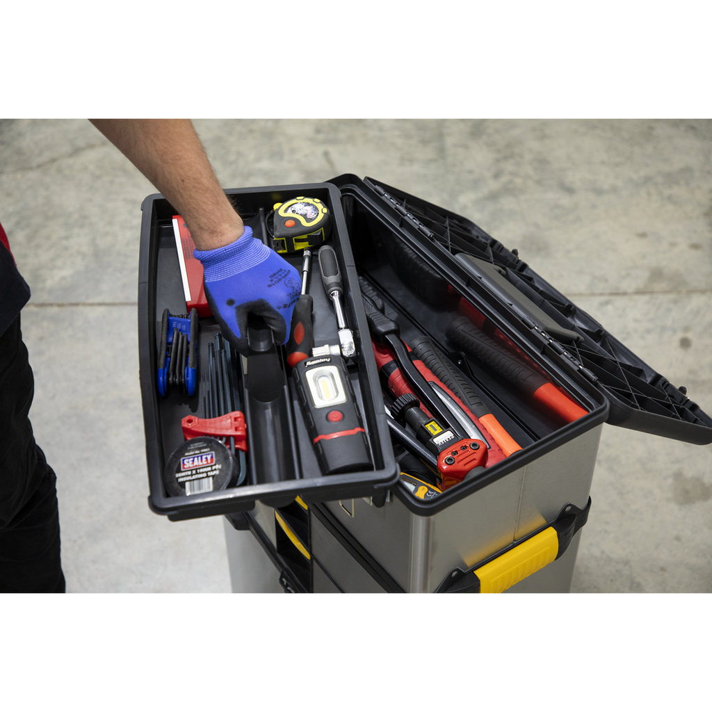 Mobile Stainless Steel/Composite Toolbox with 3 Compartments AP855