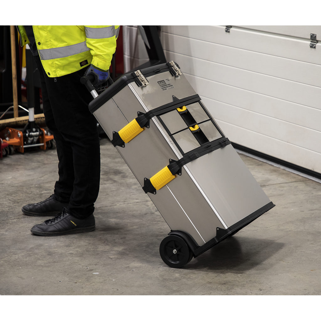 Mobile Stainless Steel/Composite Toolbox with 3 Compartments AP855